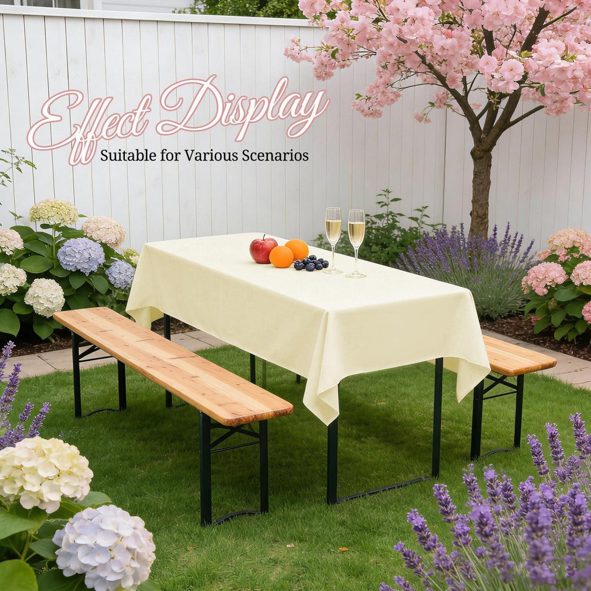 10x Biertisch Tischdecke Beige – Wasserabweisend & Waschbar 250x100cm