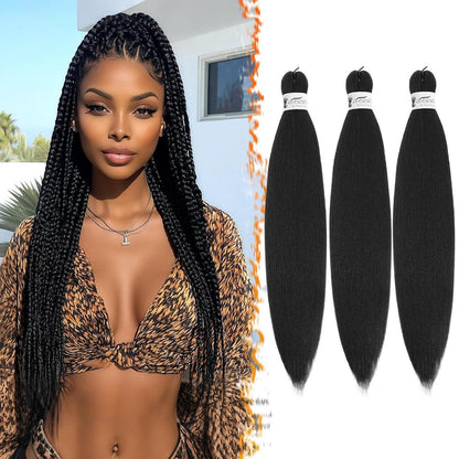 Pre-Stretched Braiding Haar 66cm – 3er Pack Schwarz