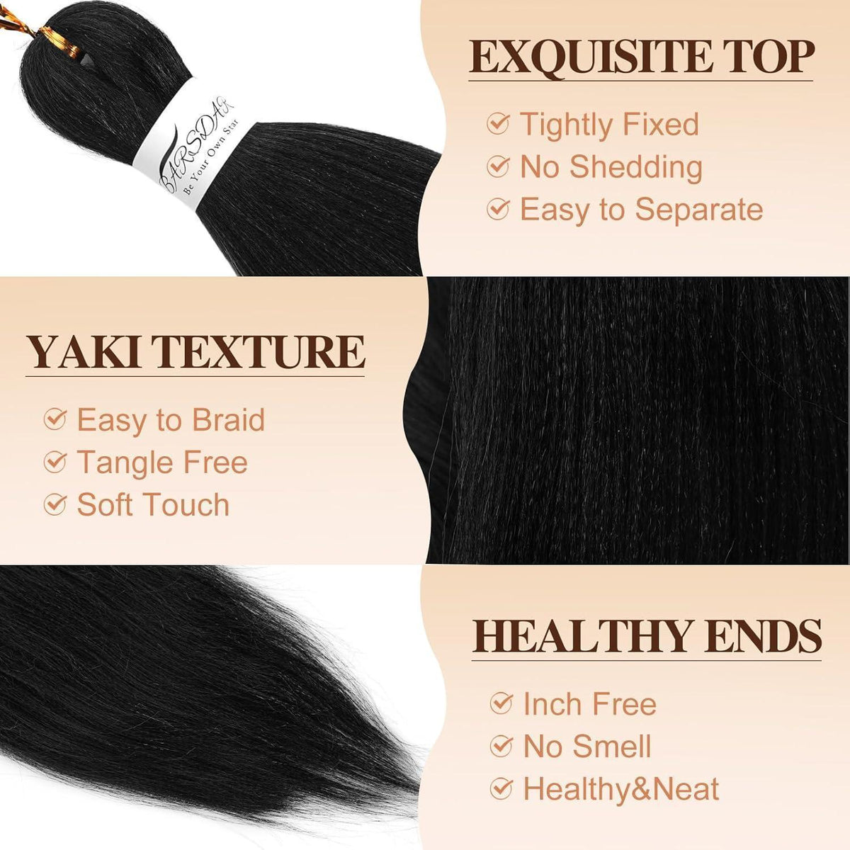 Pre-Stretched Braiding Haar 66cm – 3er Pack Schwarz