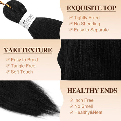 Pre-Stretched Braiding Haar 66cm – 3er Pack Schwarz