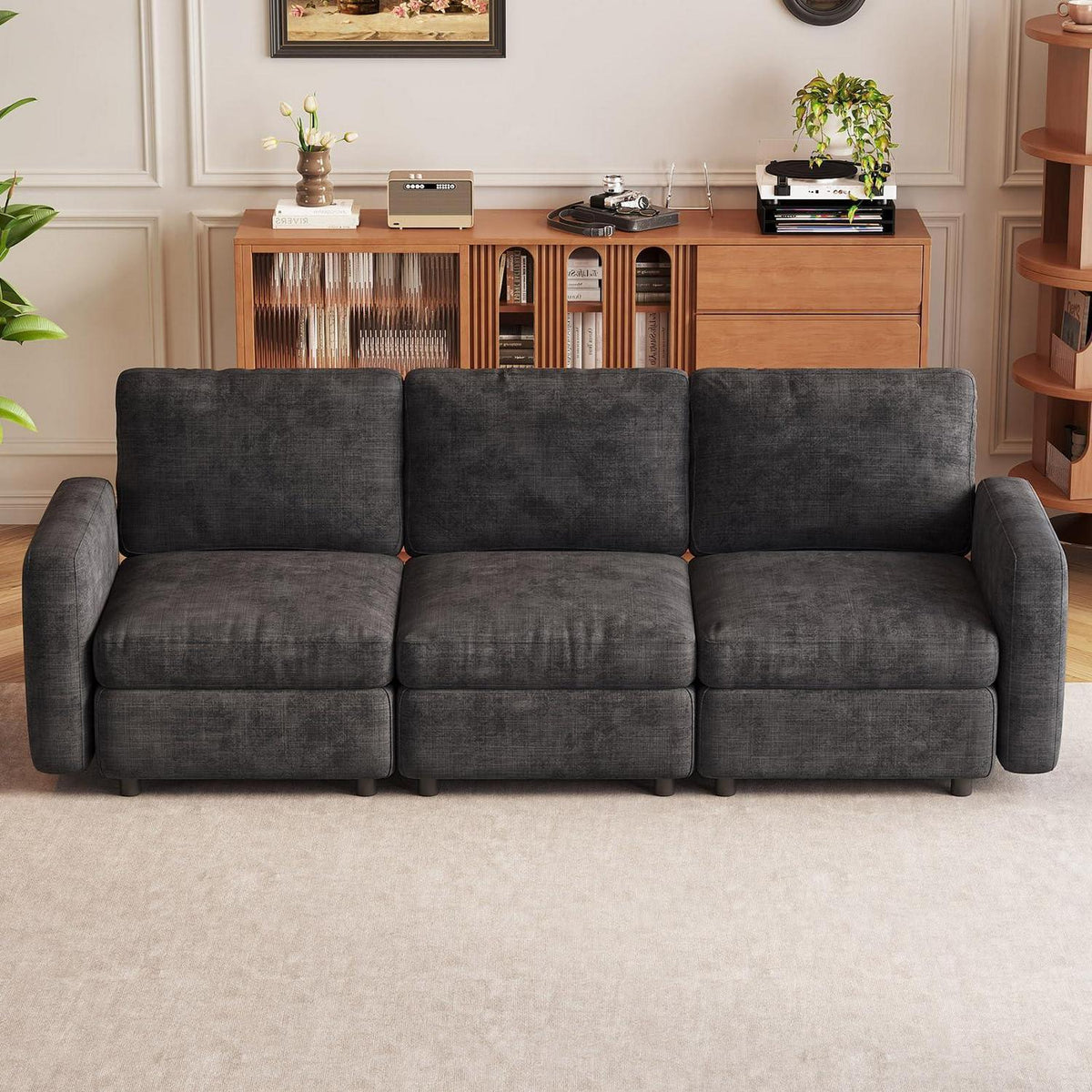 Modulares Samtsofa mit Stauraumhocker – Flexibles Wohnzimmer Sofa