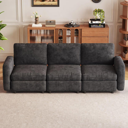 Modulares Samtsofa mit Stauraumhocker – Flexibles Wohnzimmer Sofa