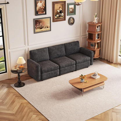 Modulares Samtsofa mit Stauraumhocker – Flexibles Wohnzimmer Sofa