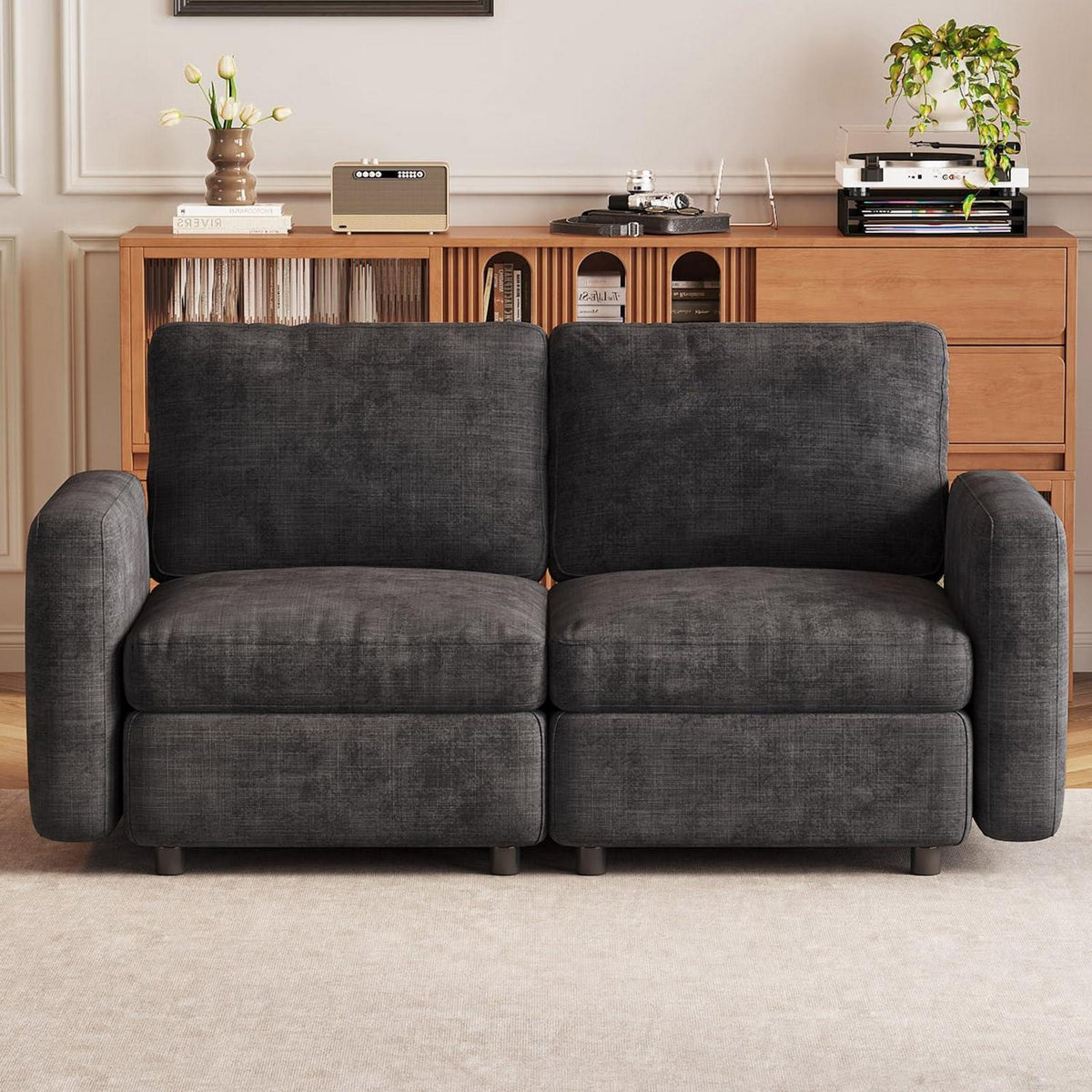 Modulares Samtsofa mit Stauraum – Flexibel & Komfortabel