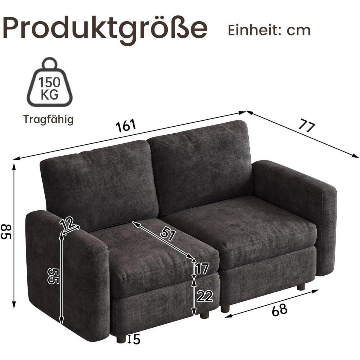 Modulares Samtsofa mit Stauraum – Flexibel & Komfortabel