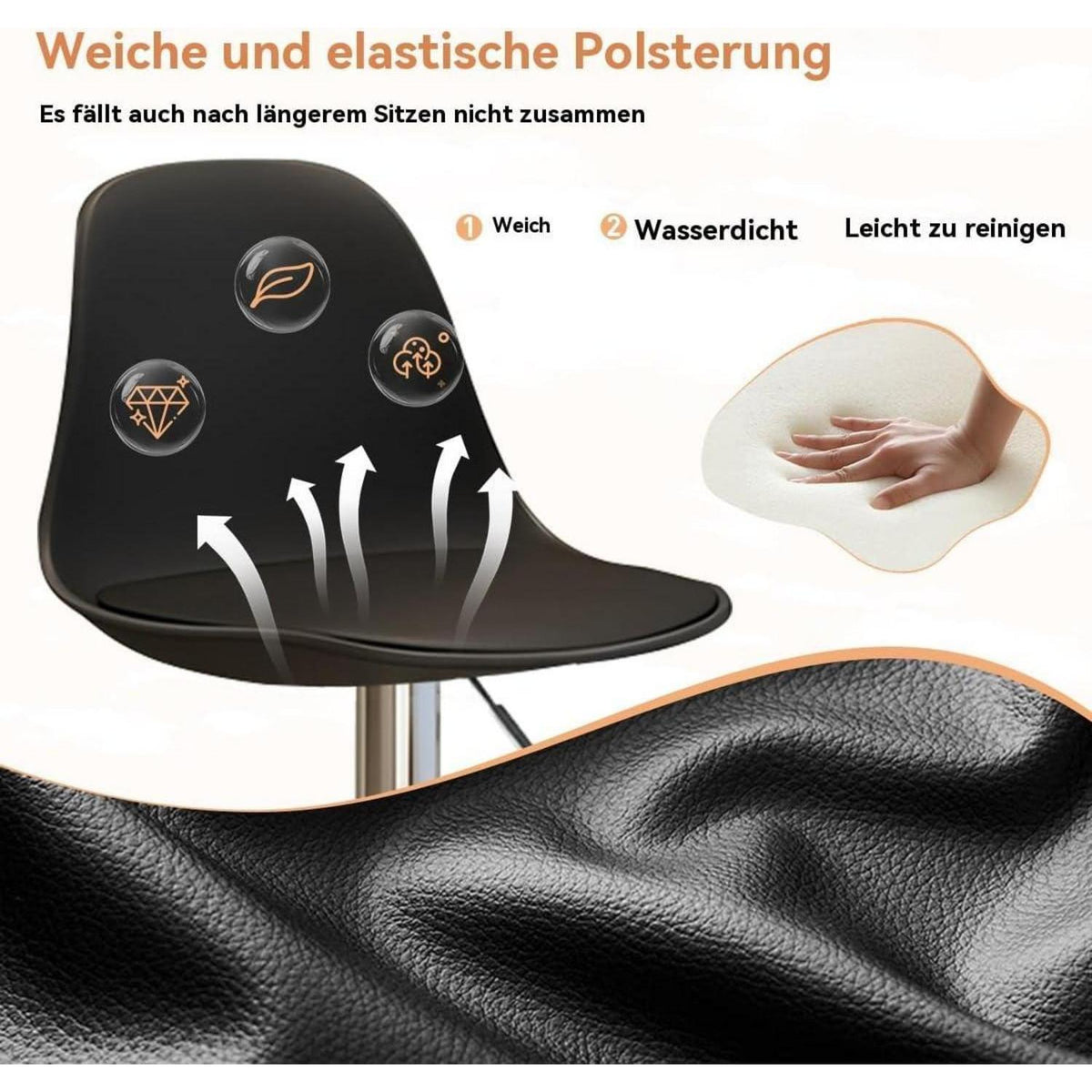 Modernes Barhocker-Set (4x Schwarz) – Höhenverstellbar & Drehbar