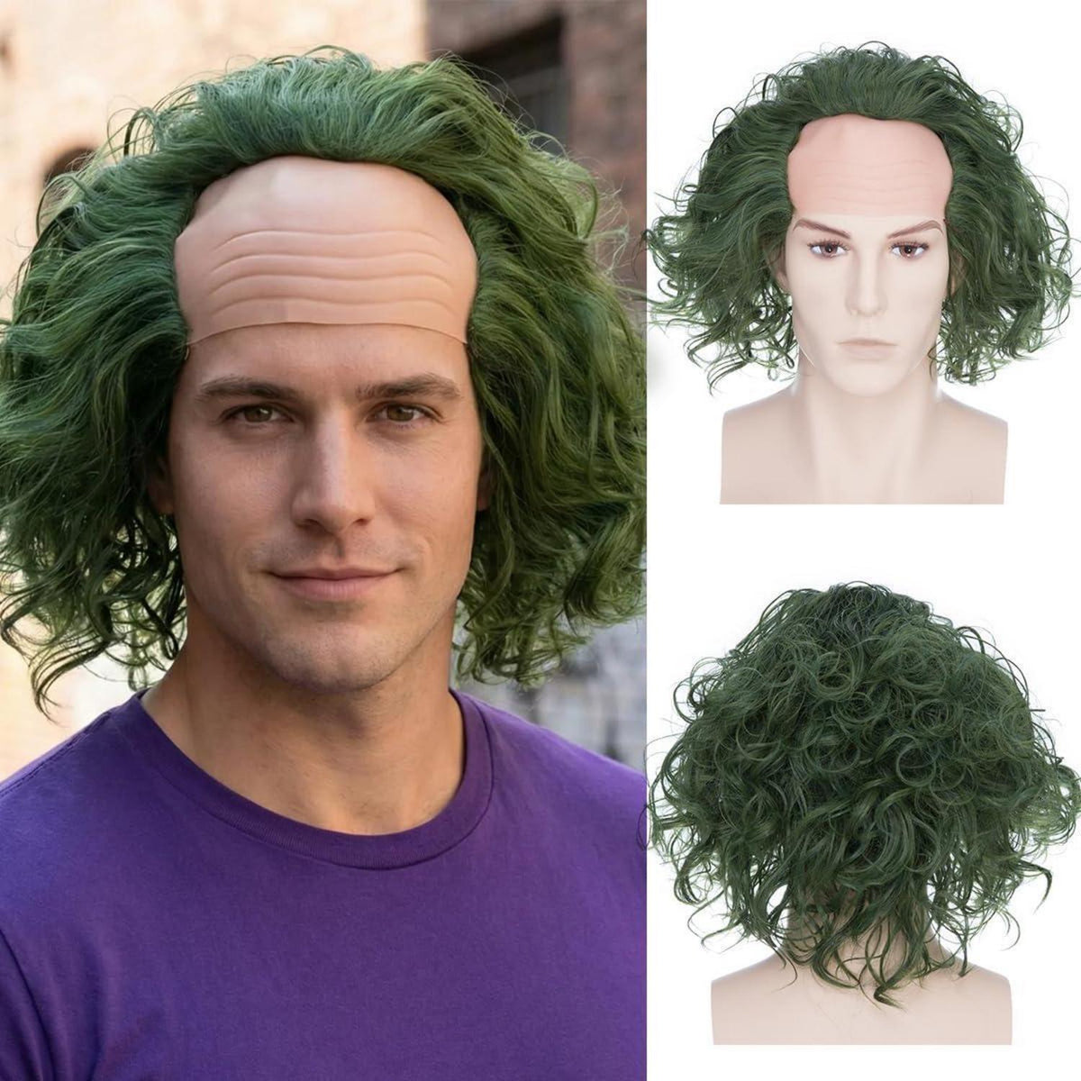 Dunkelgrüne Glatze Perücke – Cosplay & Halloween Kostüm