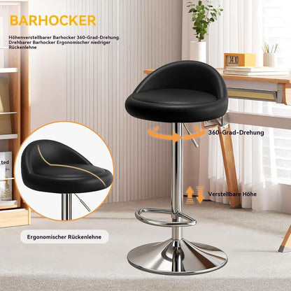 Barhocker-Set 4er-Pack, Dreh- & Höhenverstellbar, Schwarz
