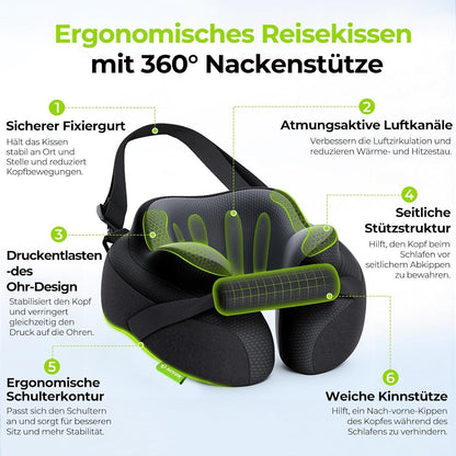 Reisekissen mit Kinnstütze – Ergonomische Nackenstütze für Flugzeug & Auto