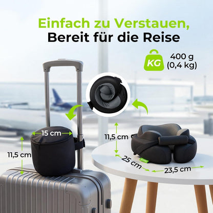 Reisekissen mit Kinnstütze – Ergonomische Nackenstütze für Flugzeug & Auto