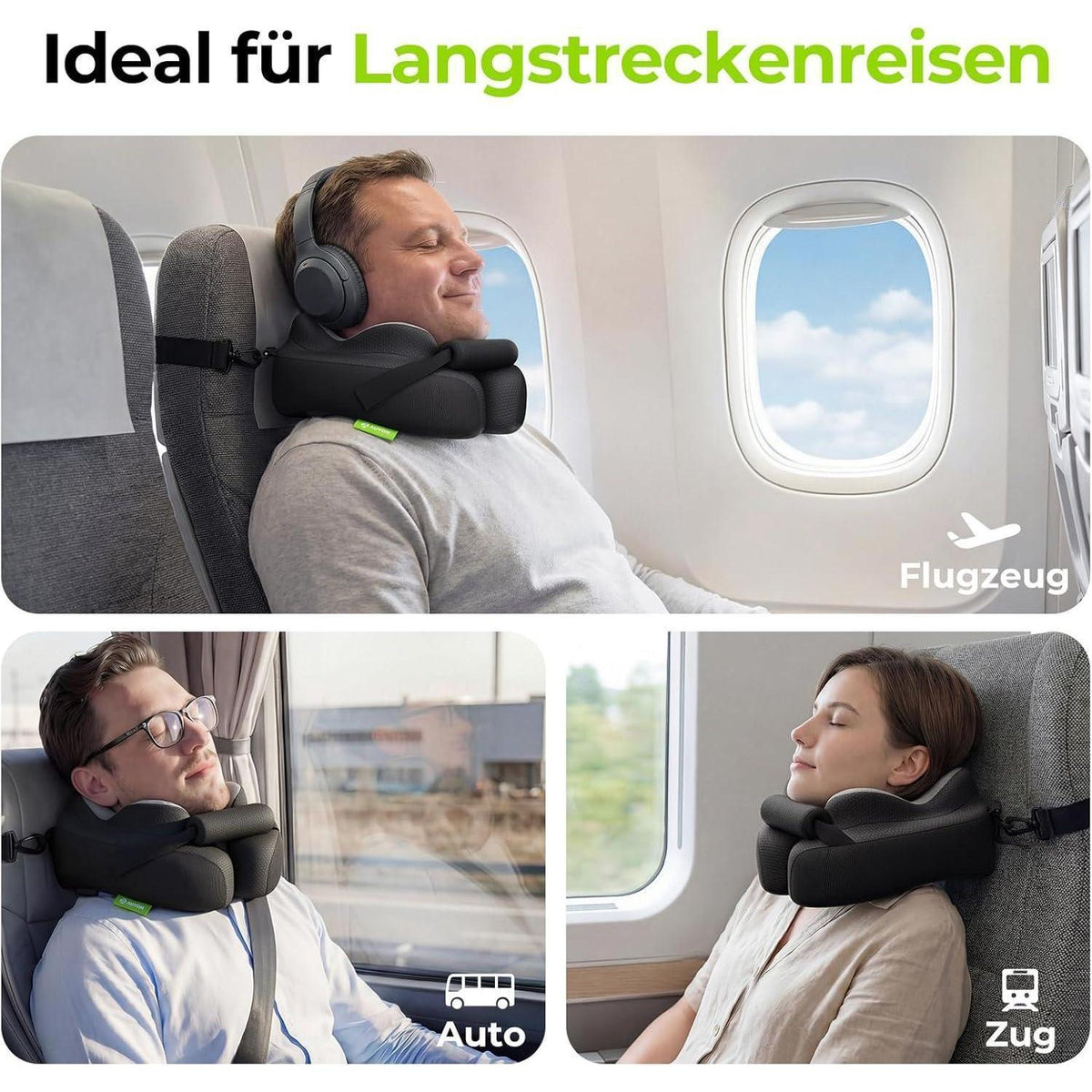 Reisekissen mit Kinnstütze – Ergonomische Nackenstütze für Flugzeug & Auto