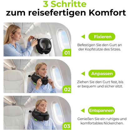 Reisekissen mit Kinnstütze – Ergonomische Nackenstütze für Flugzeug & Auto