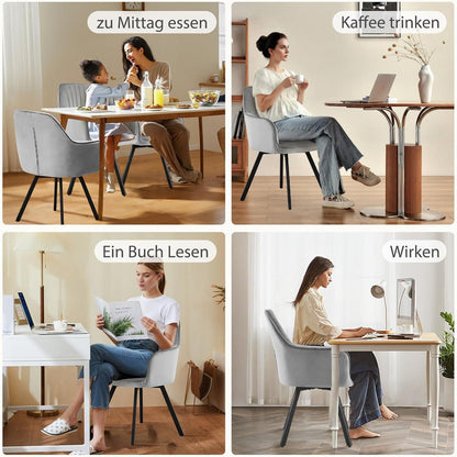 Drehbarer Esszimmerstuhl Set, Samt, Hellgrau, 4er Set