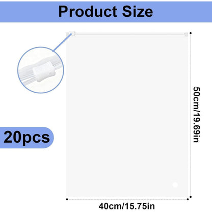 20x Zipper Beutel 40x50 cm | Wiederverwendbare Zip-Beutel für Kleidung & Reise