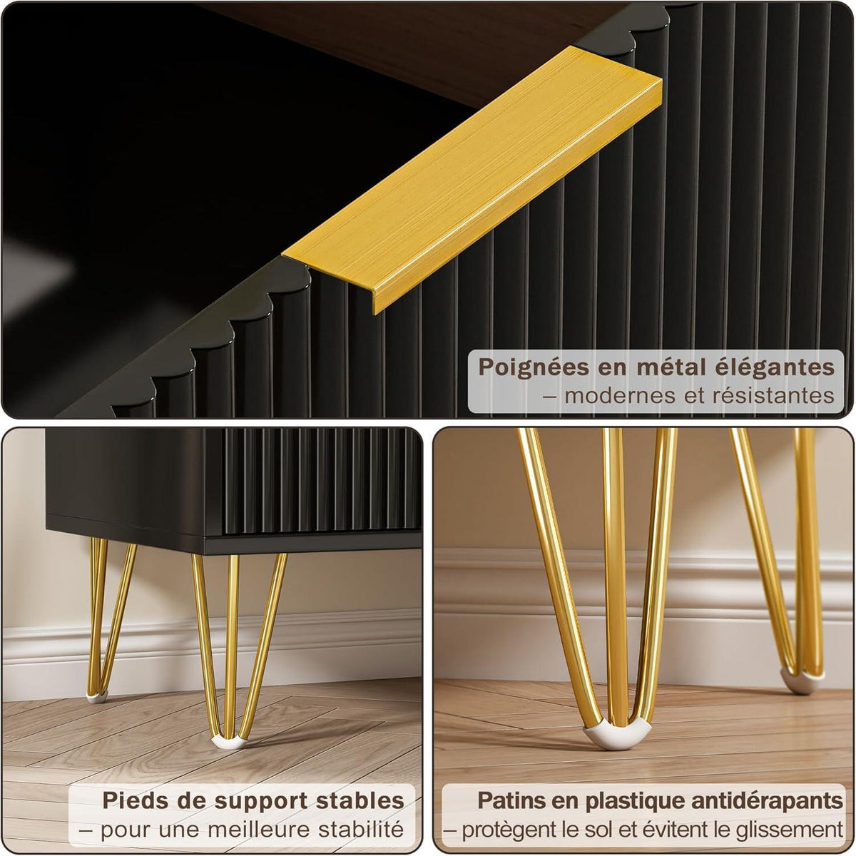 Kommode 6 Schubladen Schwarz | Modernes Schlafzimmer Möbel mit Marmoroptik