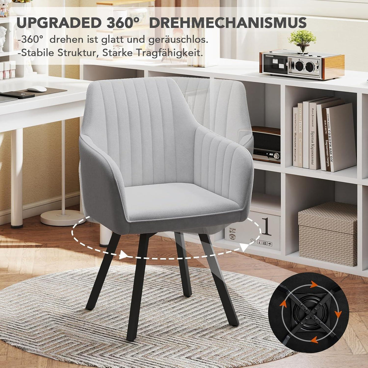 Drehbarer Esszimmerstuhl mit Armlehne & Samtbezug - 6er Set