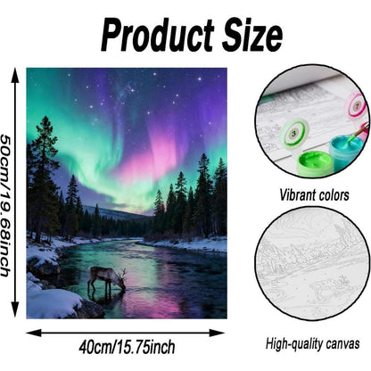 Malen nach Zahlen Landschaft Nordlicht 40x50cm DIY Set