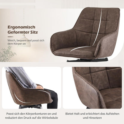 Drehbare Esszimmerstühle 6er Set Braun in Lederoptik