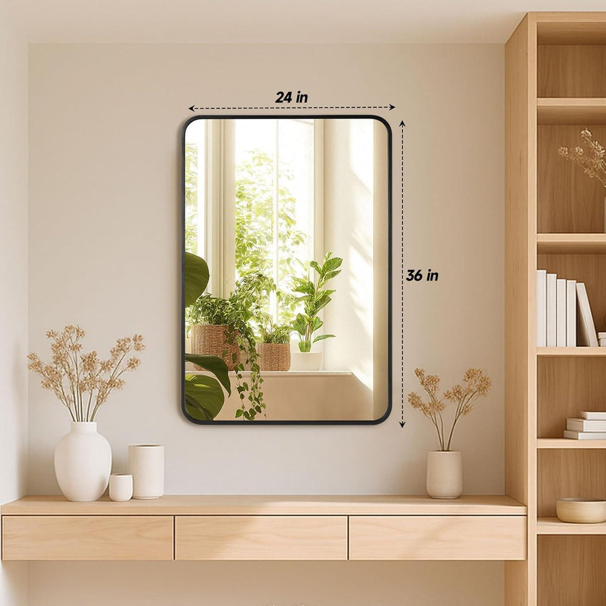 Wandspiegel 90x60 cm - 2er Set | ESG-Glas, Eisenrahmen, Modern