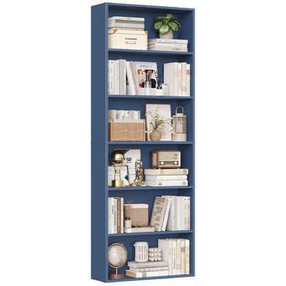 Holzregal mit 6 Fächern – Bücherregal blau 180cm