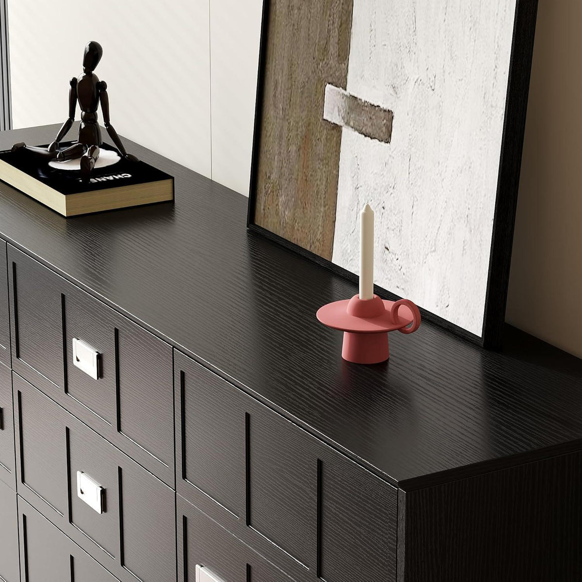 Schwarzes Sideboard mit 3 Schubladen & 2 Türen – 160cm