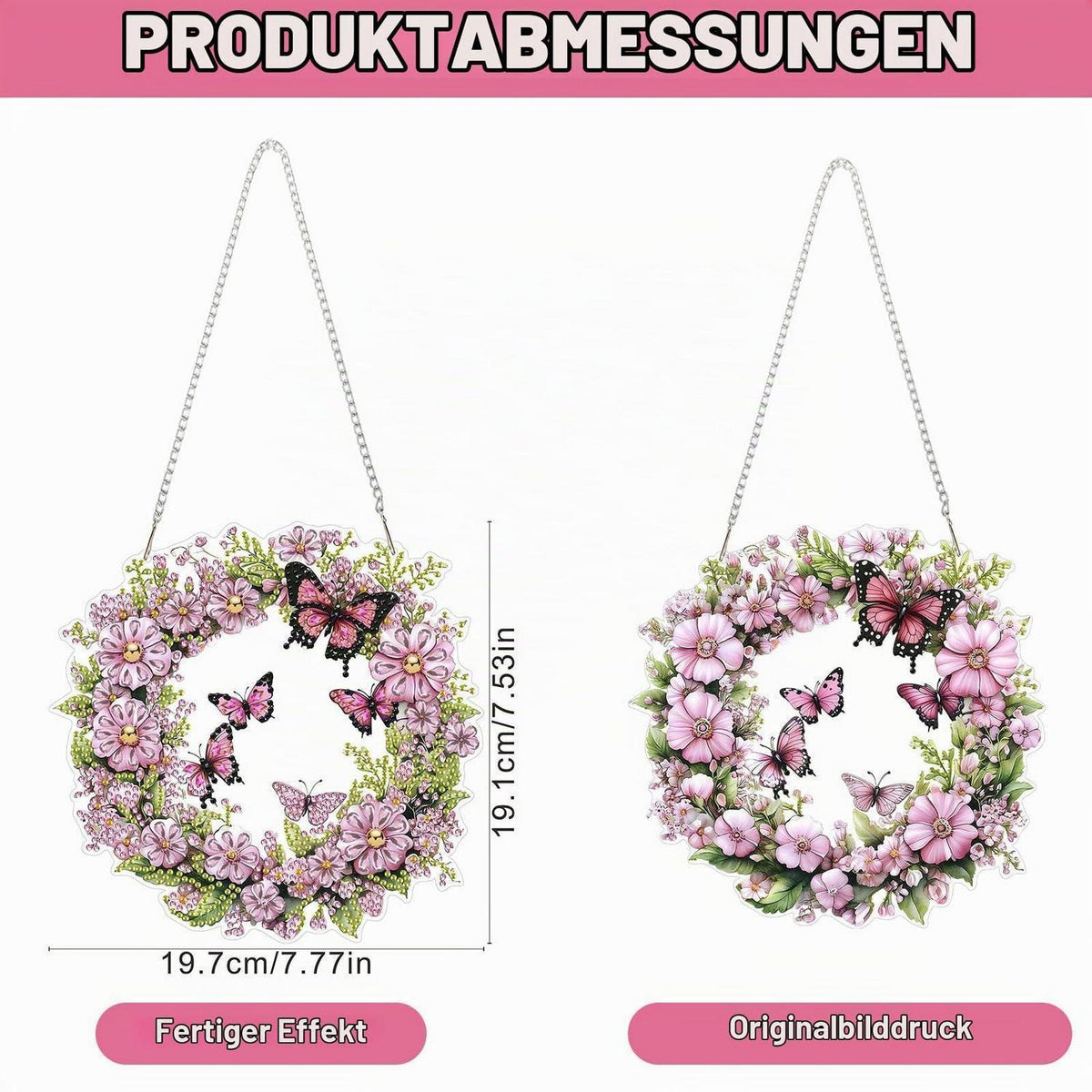 5D Diamantmalerei Blumenkranz Anhänger für Fenster & Garten