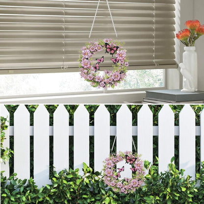 5D Diamantmalerei Blumenkranz Anhänger für Fenster & Garten