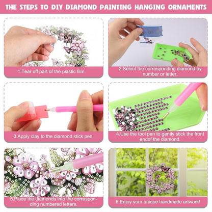 5D Diamantmalerei Blumenkranz Anhänger für Fenster & Garten