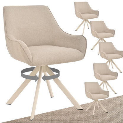 Drehbarer Esszimmerstuhl Set 6er – Beige, Modern & Komfortabel