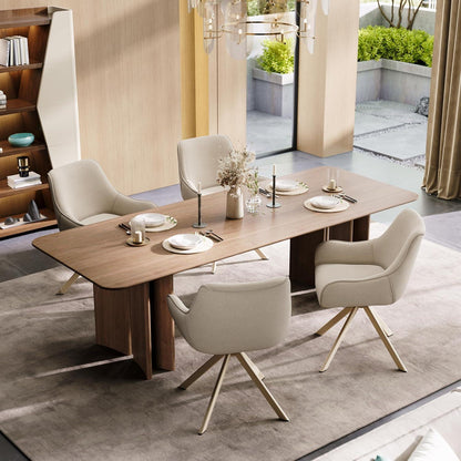 Drehbarer Esszimmerstuhl Set 6er – Beige, Modern & Komfortabel