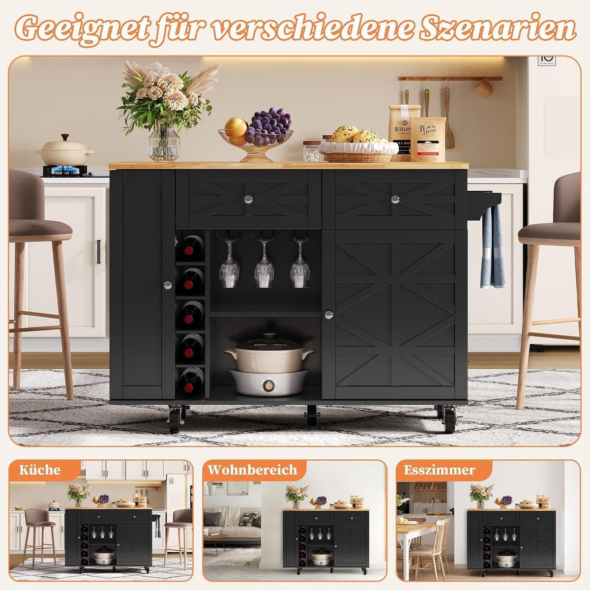 Küchenwagen mit Klappplatte & Stauraum – Mobil & Modern