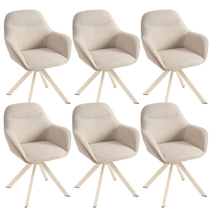 Esszimmerstuhl Beige mit Armlehnen – 6er Set Drehstuhl