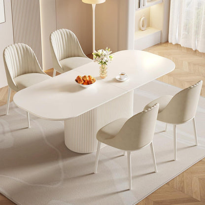 Weißes Esstisch Set mit 4 Stühlen – Skandinavisches Design 220cm