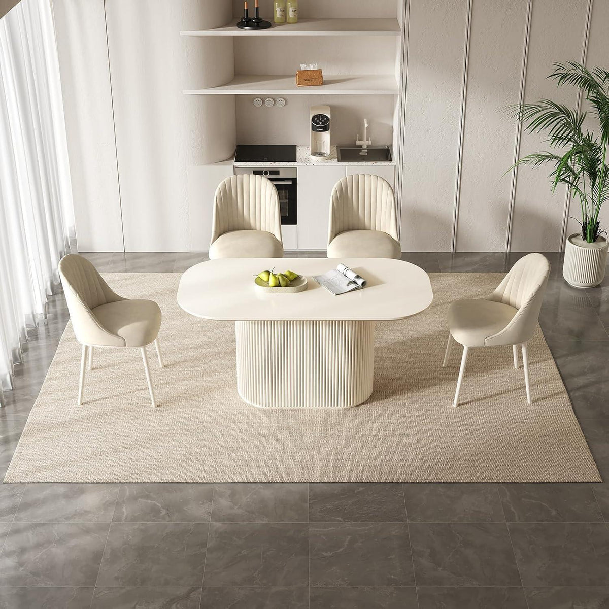 Weißes Esstisch Set mit 6 Stühlen – Skandinavisches Design 160cm