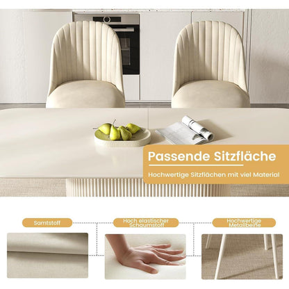 Weißes Esstisch Set mit 8 Stühlen – Skandinavisches Design 220cm