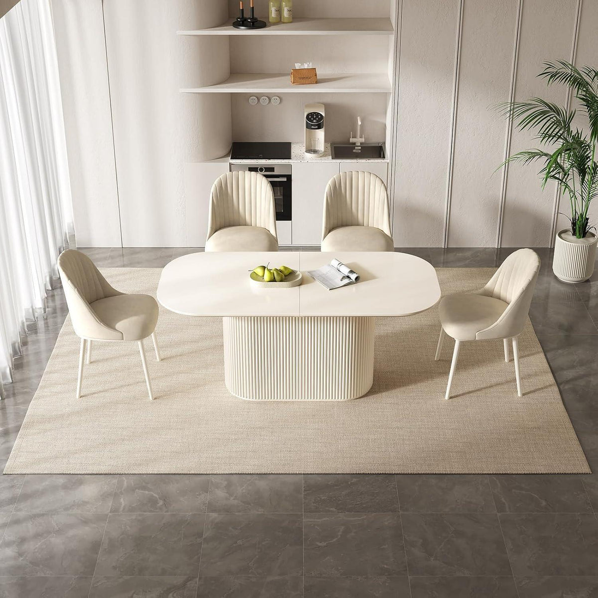 Weißes Esstisch Set mit 4 Stühlen – Skandinavisches Design