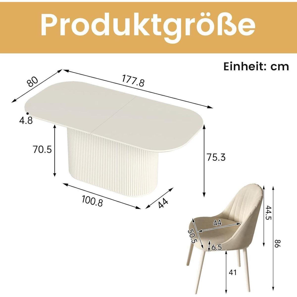 Weißes Esstisch Set mit 6 Stühlen – Skandinavisches Design