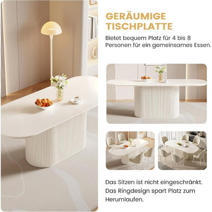 Weißes Esstisch Set mit 6 Stühlen – Skandinavisches Design 220cm