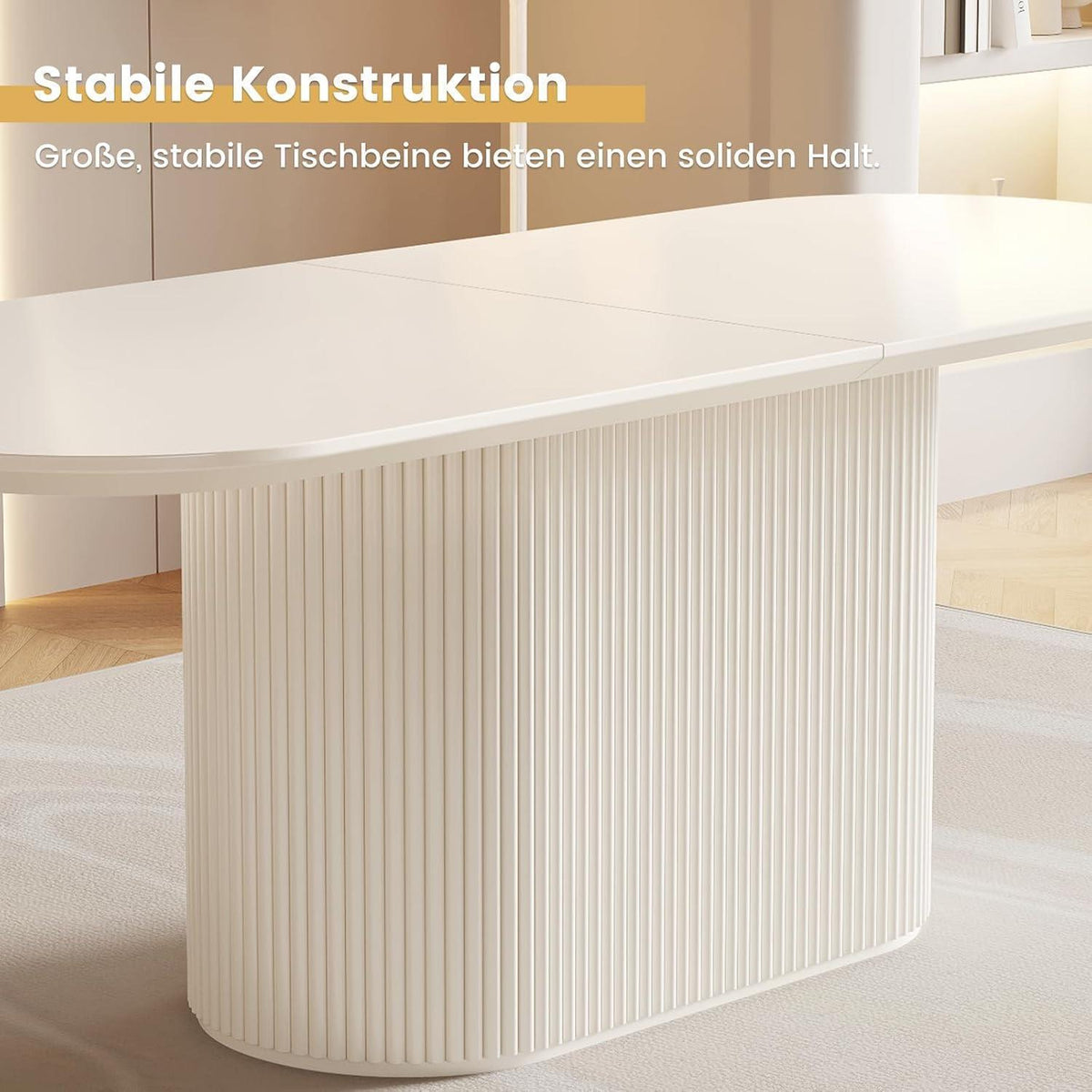 Weißes Esstisch Set mit 6 Stühlen – Skandinavisches Design 220cm