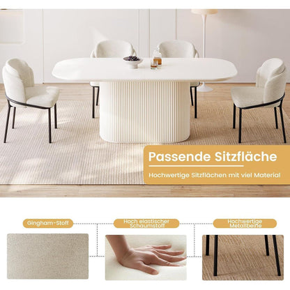 Esszimmertisch Set Weiß mit 4 Stoffstühlen – Skandinavisches Design