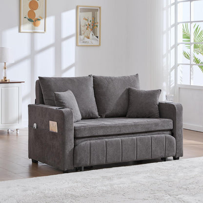 Zweisitzer Sofa mit Schlaffunktion & Aufbewahrung, Grau