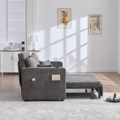 Zweisitzer Sofa mit Schlaffunktion & Aufbewahrung, Grau