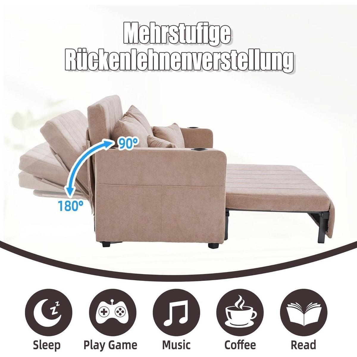 Zweisitzer Sofa mit Schlaffunktion & Aufbewahrung