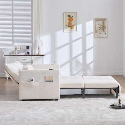 Zweisitzer Sofa mit Schlaffunktion & Aufbewahrung, Beige