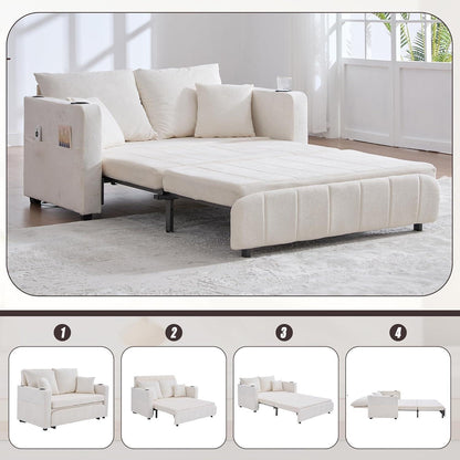 Zweisitzer Sofa mit Schlaffunktion & Aufbewahrung, Beige