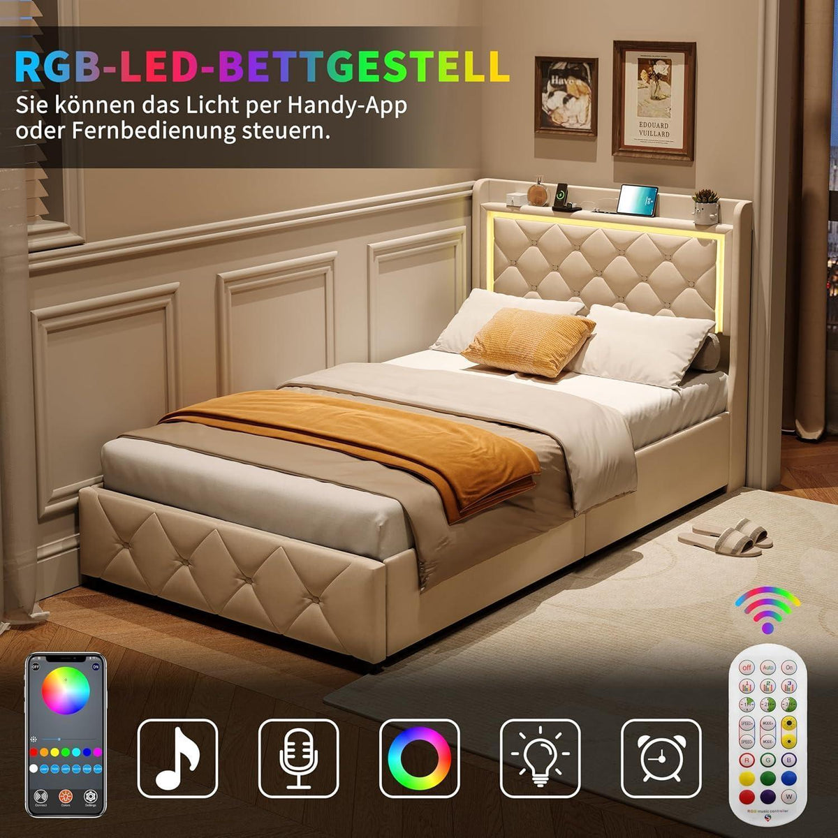 Ausziehbares Schlafsofa 90/180x200cm mit Schublade