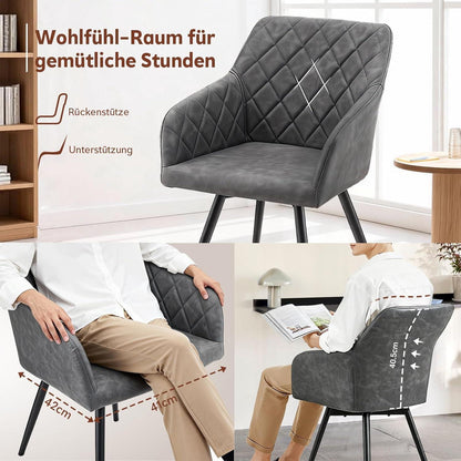 Drehbare Esszimmerstühle Set 6x, Hellgrau in Lederoptik