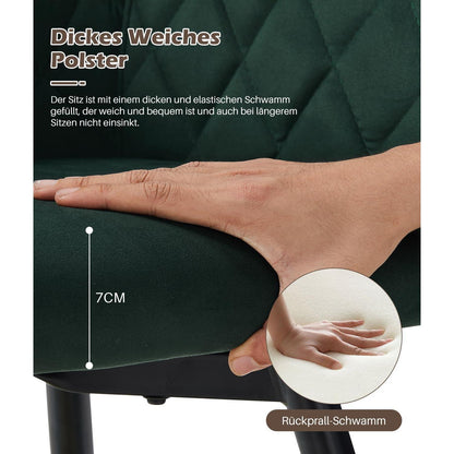 Drehbare Samt Esszimmerstühle 6er Set mit Armlehnen, Grün