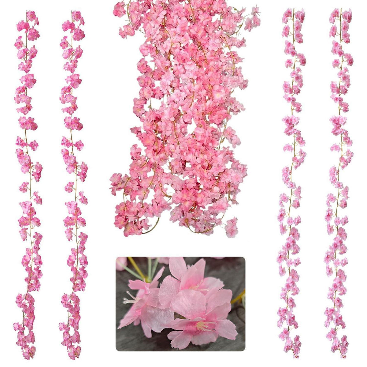 4x 1,8m Kirschblüten Girlande Rosa Deko für Hochzeit & Garten