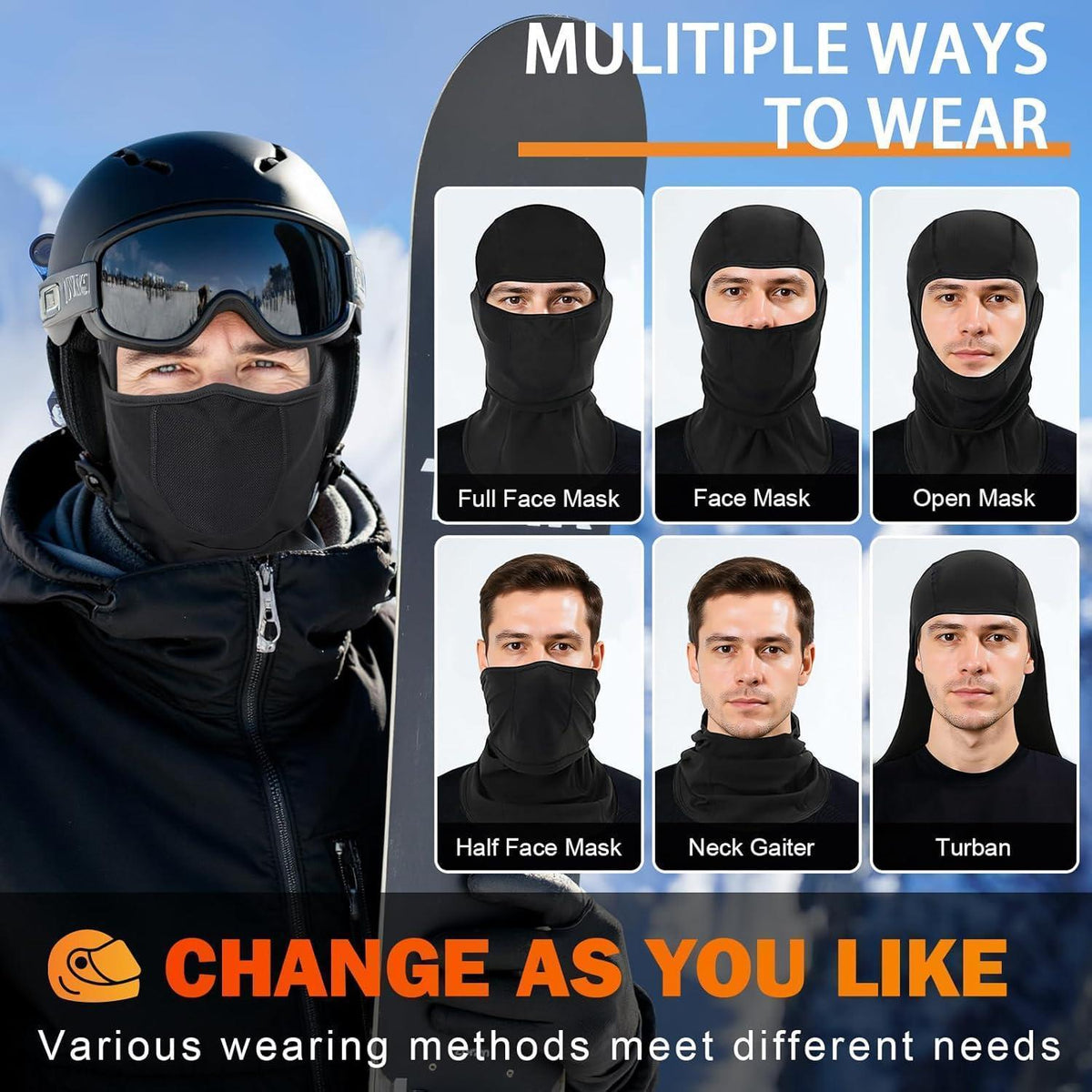 Sturmhaube Fleece Balaclava Winddicht Atmungsaktiv für Outdoor & Motorrad